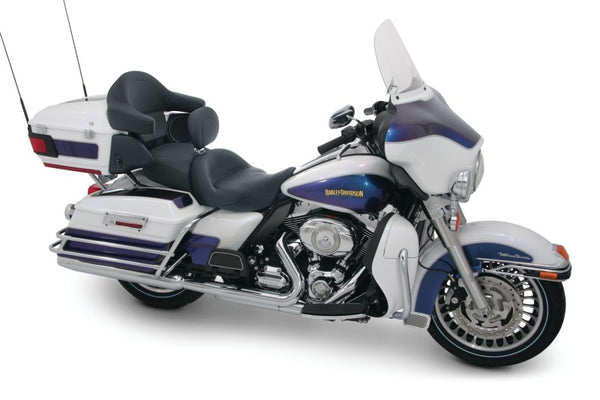 Mustang 08-21 Harley Electra Glide Std, Rd Glide ,Rd King, Str Glide Std Touring Solo Seat - Black - Bull Strap
