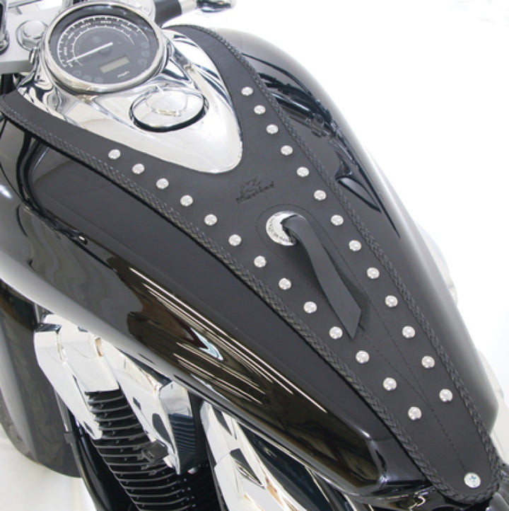 Mustang 10-14 Honda VT1300C Sabre, 10-16 VT1300C Stateline Cruiser Tank Bib w/Studs - Black - Bull Strap
