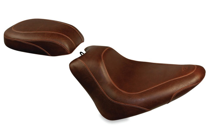 Mustang 11-13 Harley Blackline, 12-17 Slim/Slim S Tripper Solo Seat - Distressed Brown - Bull Strap