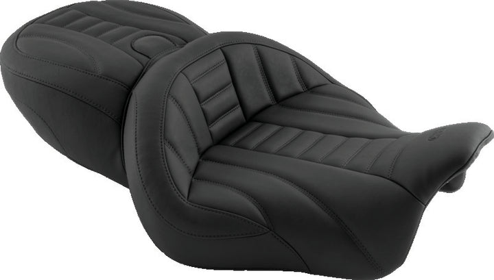 Mustang 15-21 Harley Freewheeler Super Touring Deluxe 1PC Seat - Black - Bull Strap