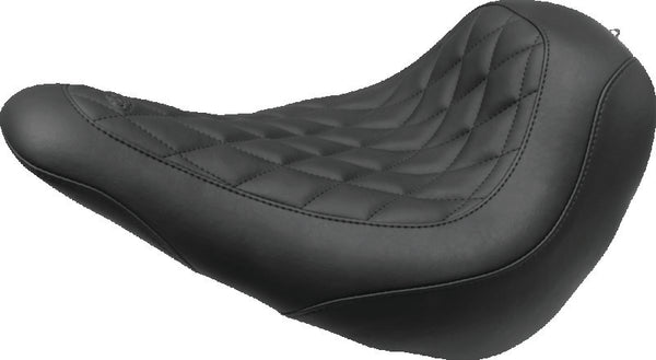 Mustang 18-21 Harley Low Rider, Sport Glide Wide Tripper Solo Seat Diamond Stitch - Black - Bull Strap
