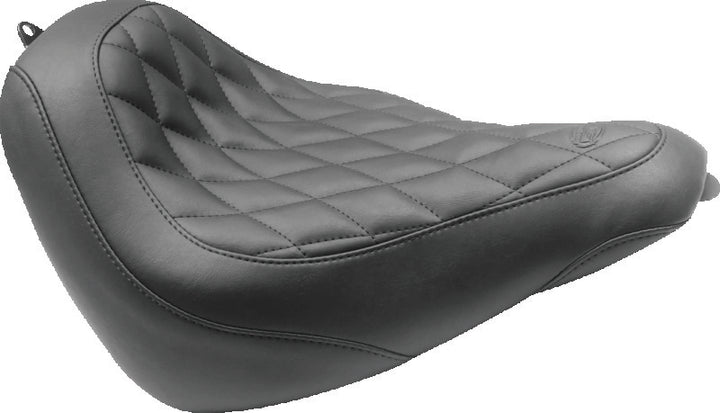 Mustang 18-21 Harley Softail Slim Wide Tripper Solo Seat Diamond Stitch - Black - Bull Strap