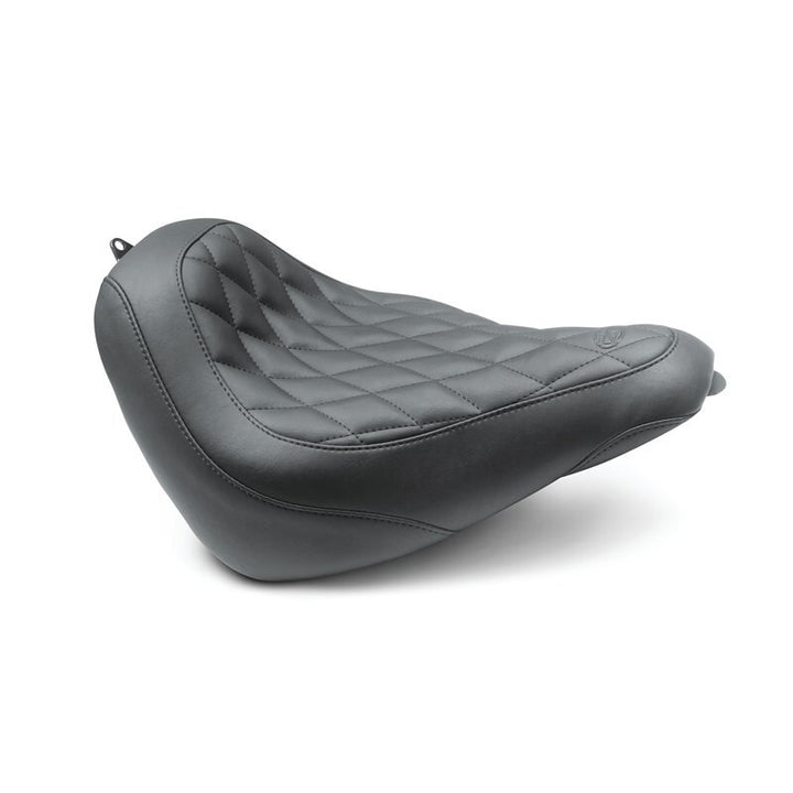 Mustang 18-21 Harley Softail Slim Wide Tripper Solo Seat Diamond Stitch - Black - Bull Strap