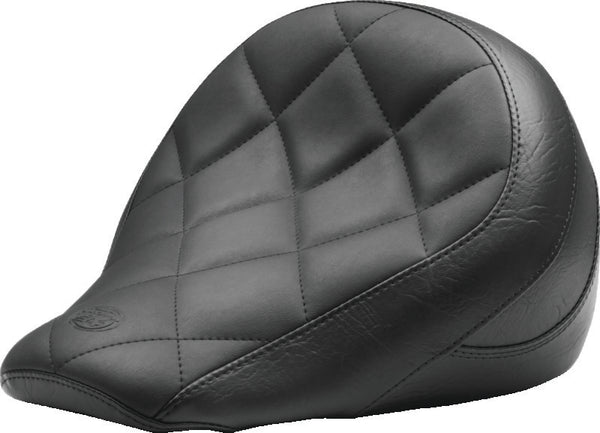 Mustang 18-21 Indian Scout Bobber Standard Touring Solo Seat Diamond Stitch - Black - Bull Strap