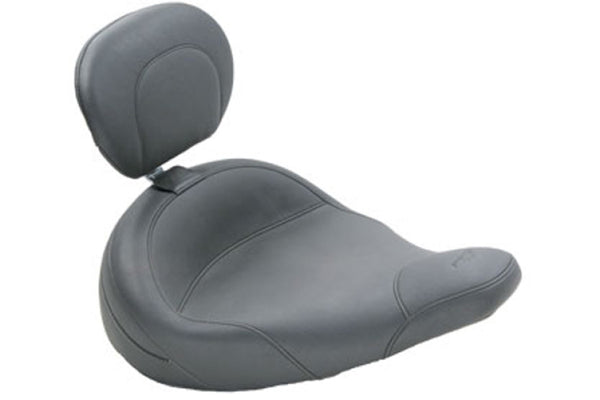 Mustang 83-21 Harley Electra Glide,Rd King Police Std Touring Solo Seat w/Driver Backrest - Black - Bull Strap