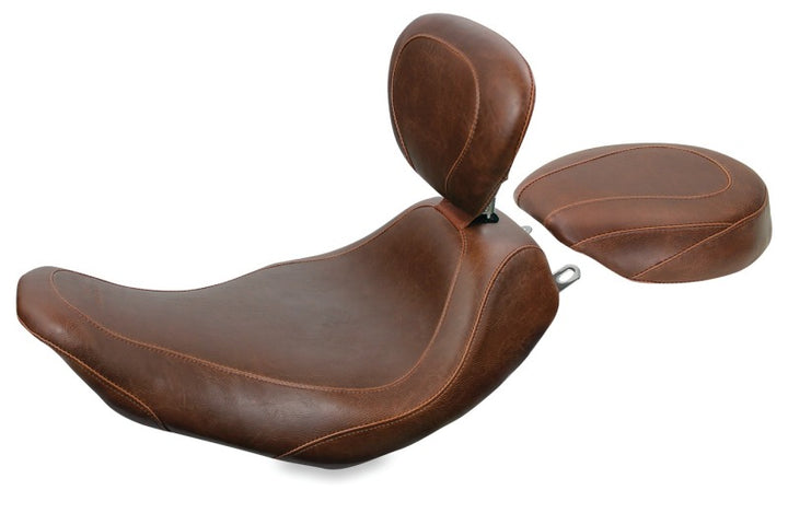 Mustang 97-07 Harley Rd King,06-07 Str Glide,00-05 Eagle Wide Tripper Solo Seat - Brown - Bull Strap