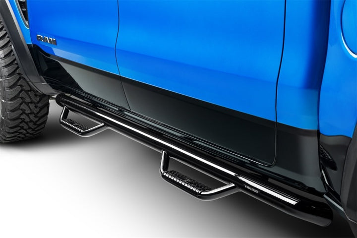 N-Fab Nerf Step 15.5-17 Dodge Ram 1500 Crew Cab - Gloss Black - Cab Length - 3in - Bull Strap