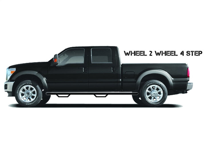 N-Fab Nerf Step 16-17 Toyota Tacoma Double Cab - Gloss Black - Cab Length - 2in - Bull Strap