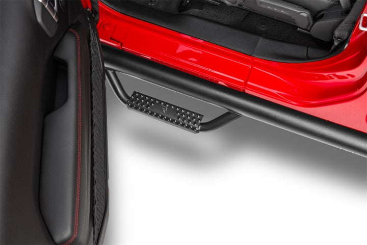 N-Fab Nerf Step 2019 Jeep Wrangler JT 4DR Truck Full Length - Tex. Black - 3in - Bull Strap