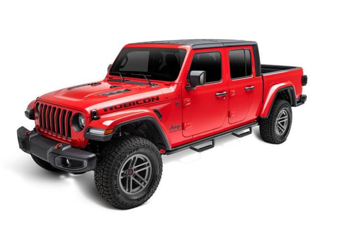 N-Fab Nerf Step 2019 Jeep Wrangler JT 4DR Truck Full Length - Tex. Black - 3in - Bull Strap