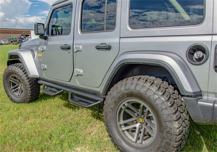 N-Fab Podium LG 2019 Jeep Wrangler JT 4DR Truck - Full Length - Tex. Black - 3in - Bull Strap