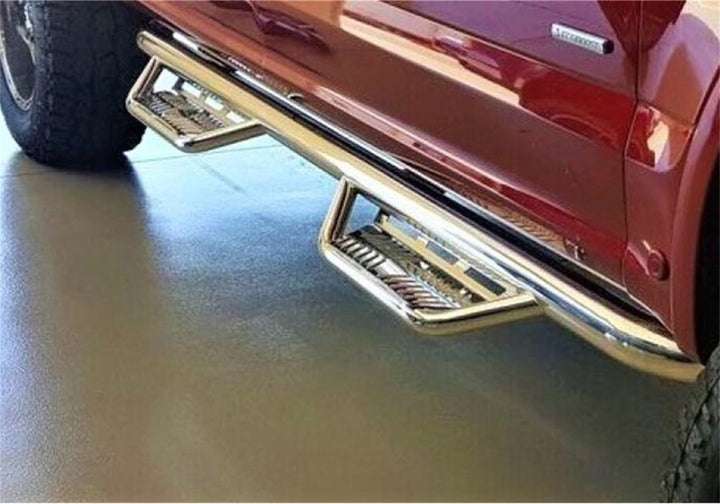 N-Fab Podium SS 2019 Chevy/GMC 1500 Crew Cab - Cab Length - Polished Stainless - 3in - Bull Strap