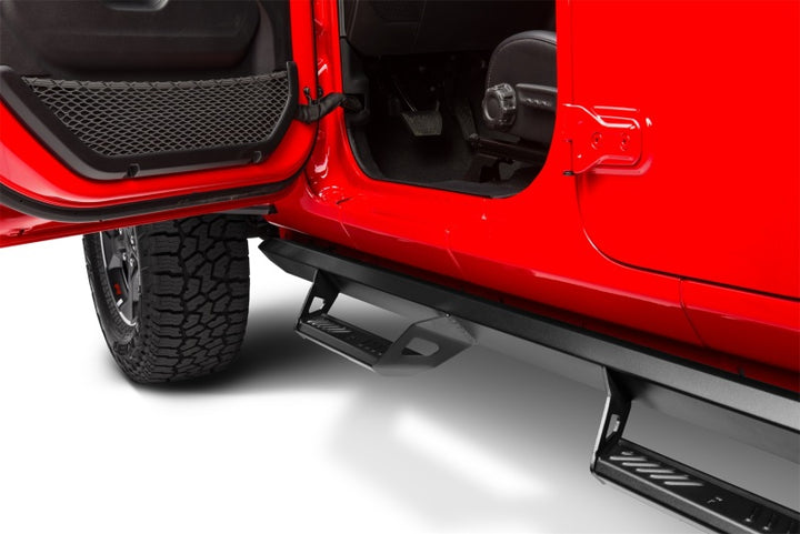N-Fab Predator Pro Step System 2018 Jeep Wrangler JL 4 Door SUV - Tex. Black - Bull Strap