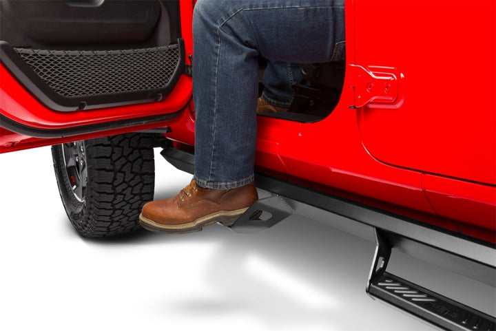 N-Fab Predator Pro Step System 2018 Jeep Wrangler JL 4 Door SUV - Tex. Black - Bull Strap