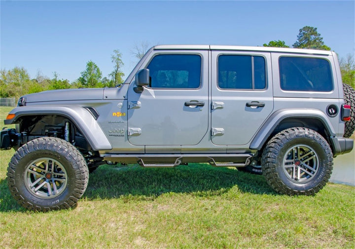 N-Fab Predator Pro Step System 2018 Jeep Wrangler JL 4 Door SUV - Tex. Black - Bull Strap