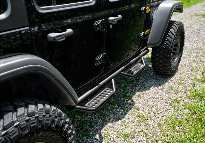 N-Fab RS Nerf Step 07-18 Jeep Wrangler JK 4DR - Full Length - Tex. Black - Bull Strap