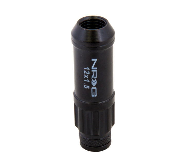 NRG 700 Series M12 X 1.5 Steel Lug Nut w/Dust Cap Cover Set 21 Pc w/Locks & Lock Socket - Black - Bull Strap