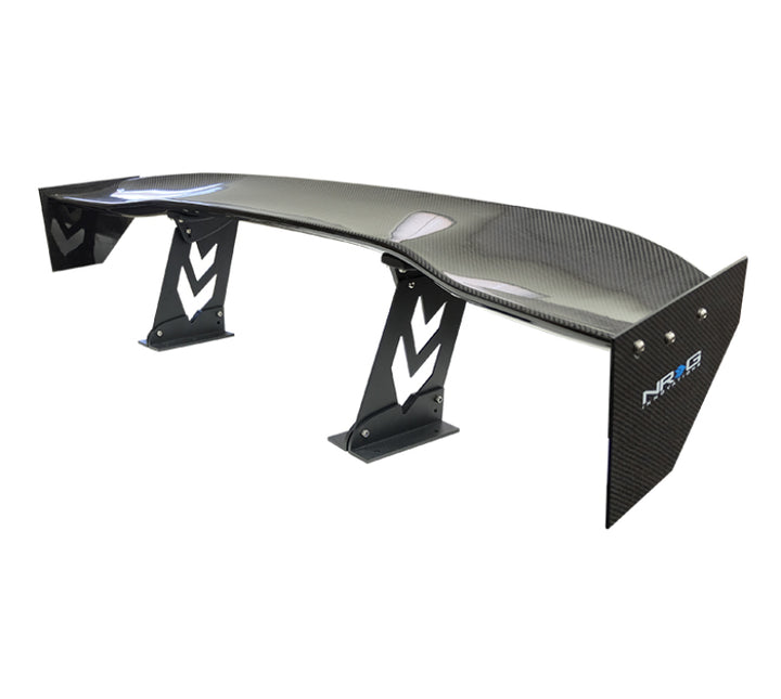 NRG Carbon Fiber Spoiler - Universal (59in.) NRG Logo Large End Plates - Bull Strap