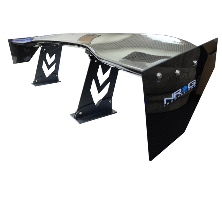 NRG Carbon Fiber Spoiler - Universal (59in.) NRG Logo Large End Plates - Bull Strap