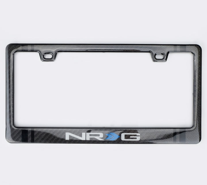 NRG Carbon License Plate Frame/ Fiber Poly Dip Finish Wet w/ NRG Logo - Bull Strap