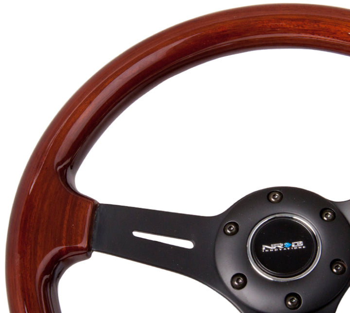 NRG Classic Wood Grain Steering Wheel (330mm) Wood Grain w/Matte Black 3-Spoke Center - Bull Strap