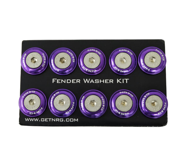 NRG Fender Washer Kit w/Rivets For Plastic (Purple) - Set of 10 - Bull Strap