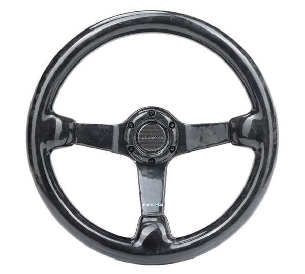 NRG Forged Carbon Fiber Steering Wheel (350mm / 3in. Deep) - Bull Strap