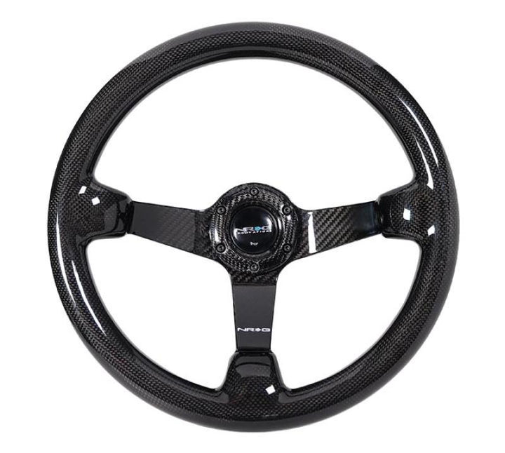 NRG Forged Carbon Fiber Steering Wheel (350mm / 3in. Deep) - Bull Strap