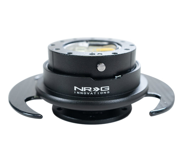 NRG Quick Release Kit Gen 3.0 - Black Body / Black Ring w/ Carbon Fiber Handles - Bull Strap
