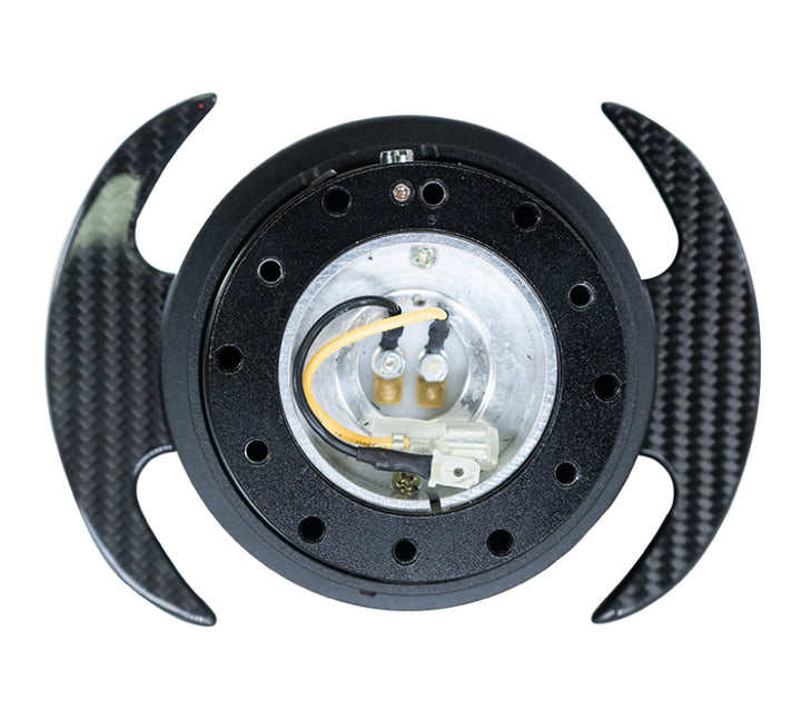 NRG Quick Release Kit Gen 3.0 - Black Body / Black Ring w/ Carbon Fiber Handles - Bull Strap