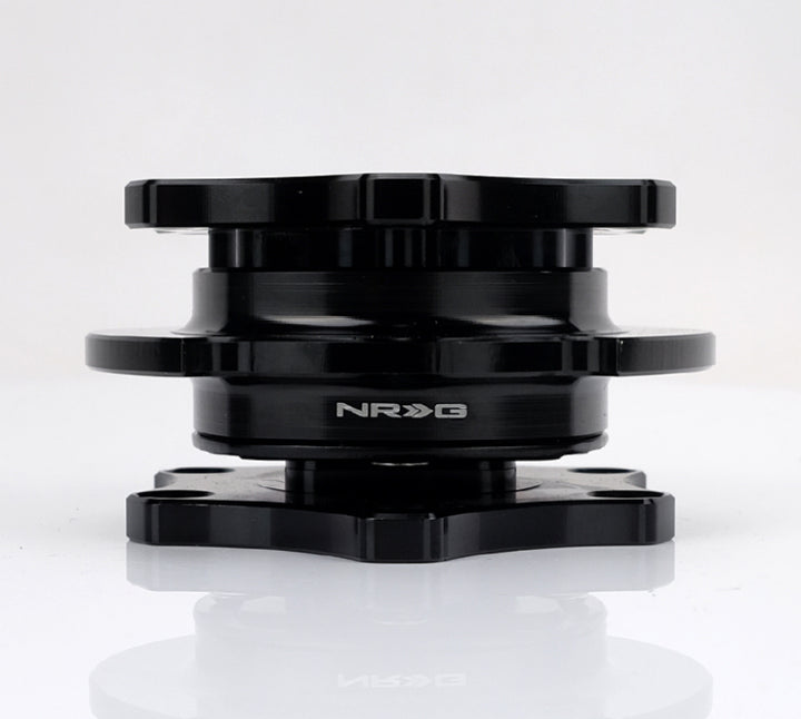 NRG Quick Release SFI SPEC 42.1 - Shiny Black Body / Shiny Black Ring - Bull Strap
