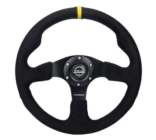 NRG Reinforced Steering Wheel (320mm) Alcantara Steering Wheel w/ Black Stitching - Bull Strap