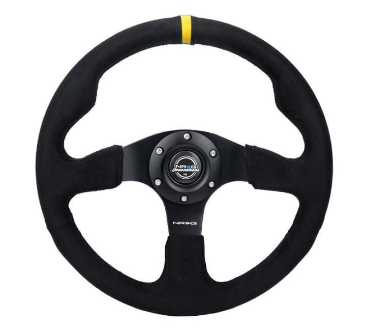 NRG Reinforced Steering Wheel (320mm) Alcantara Steering Wheel w/ Black Stitching - Bull Strap