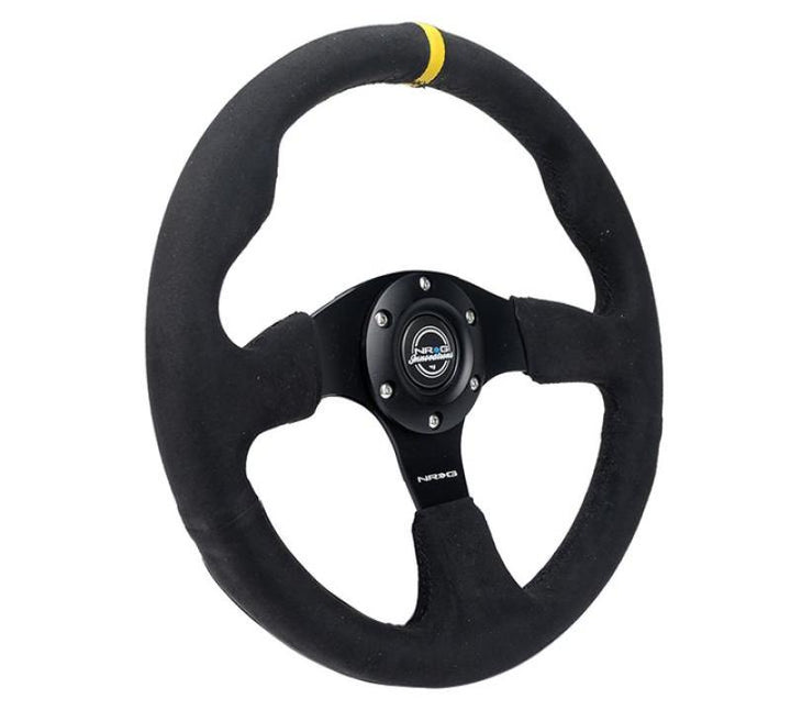 NRG Reinforced Steering Wheel (320mm) Alcantara Steering Wheel w/ Black Stitching - Bull Strap