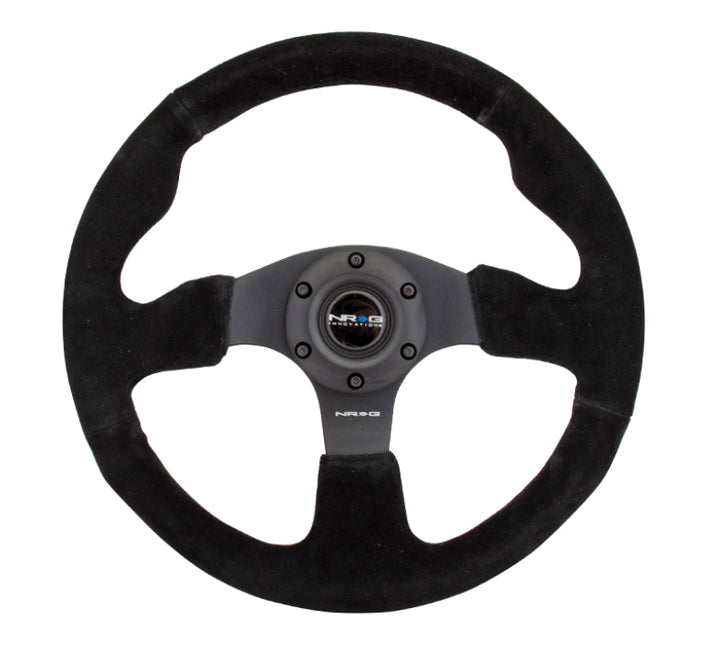NRG Reinforced Steering Wheel (320mm) Suede w/Black Stitch - Bull Strap