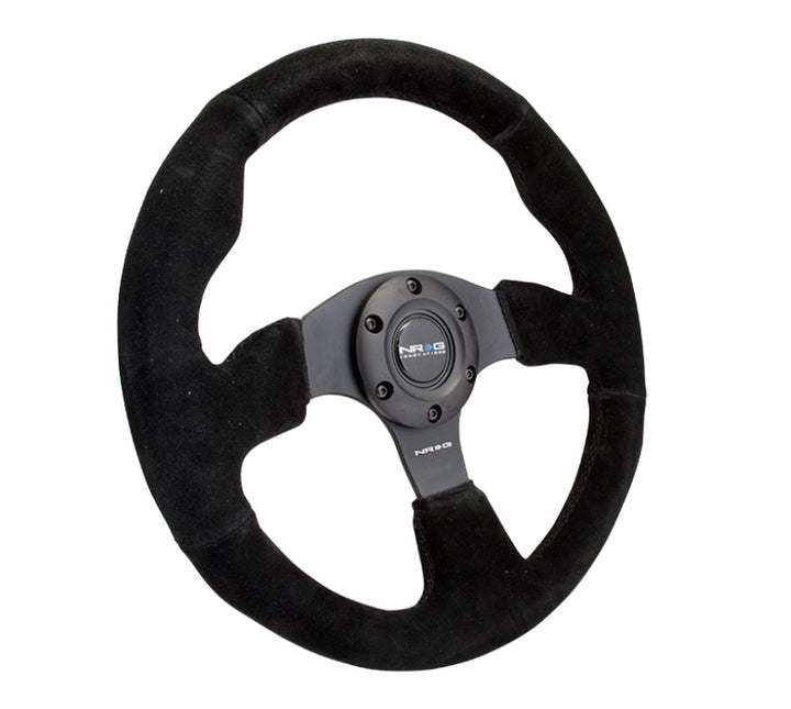 NRG Reinforced Steering Wheel (320mm) Suede w/Black Stitch - Bull Strap