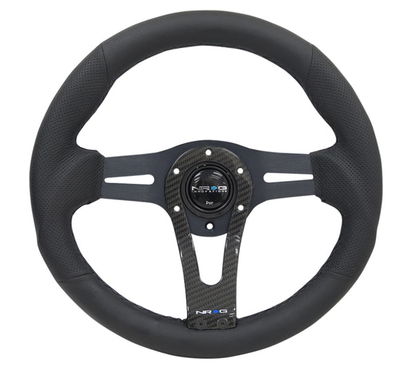 NRG Reinforced Steering Wheel (320mm) w/Carbon Center Spoke - Bull Strap