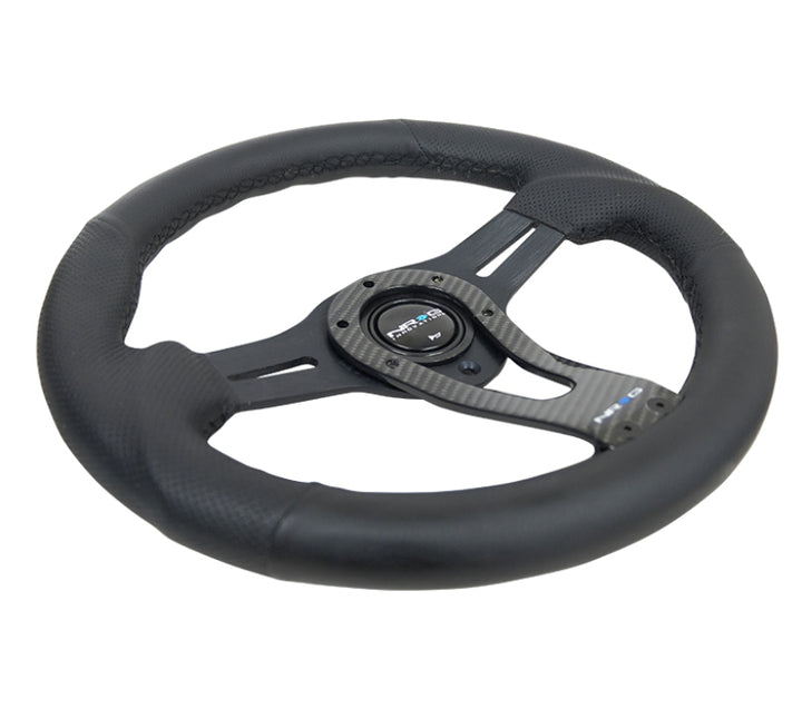 NRG Reinforced Steering Wheel (320mm) w/Carbon Center Spoke - Bull Strap