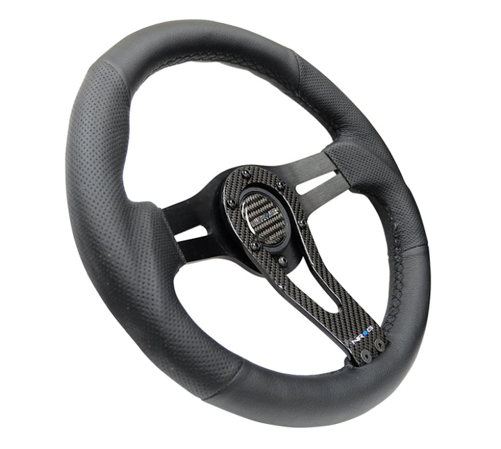 NRG Reinforced Steering Wheel (320mm) w/Carbon Center Spoke - Bull Strap
