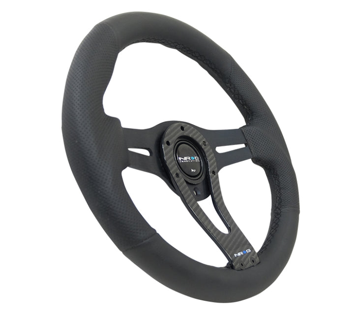 NRG Reinforced Steering Wheel (320mm) w/Carbon Center Spoke - Bull Strap