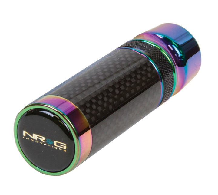 NRG Slimboy Adjustable Shift Knob (M10X1.25) Nissan / Mazda / Toyota - Carbon Fiber / Neochrome - Bull Strap