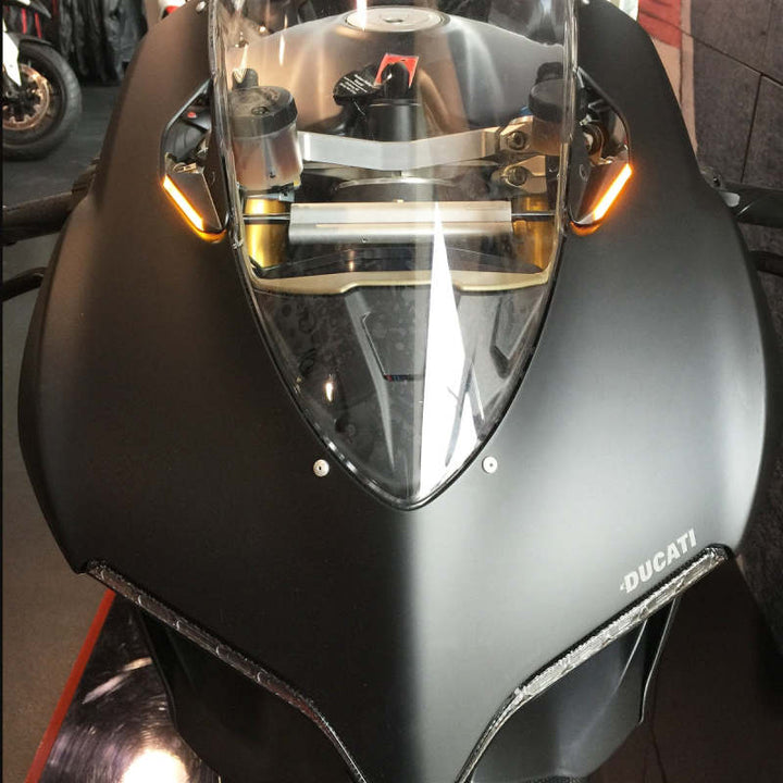 New Rage Cycles 13-15 Ducati 899 Panigale Mirror Block Off Turn Signals - Bull Strap