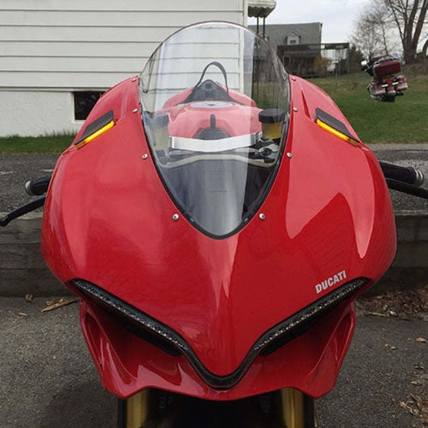 New Rage Cycles 15-19 Ducati 1299 Panigale Mirror Block Off Turn Signals Black - Bull Strap