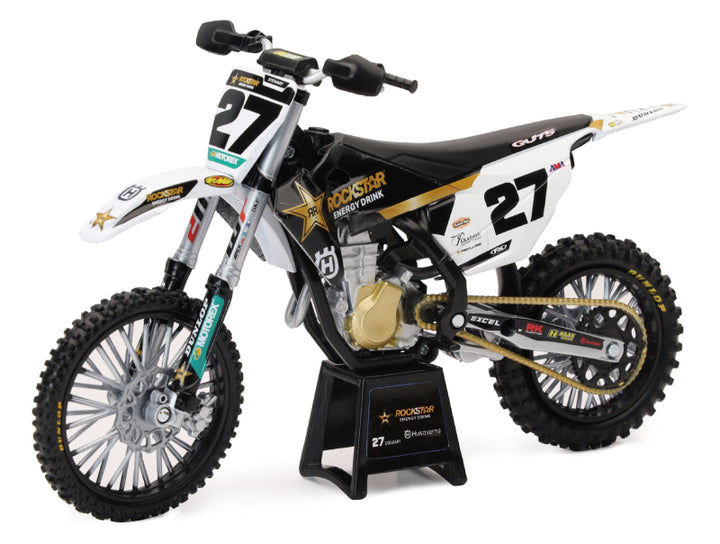 New Ray Toys Husqvarna Rockstar FC450 Team (Malcolm Stewart #27)/ Scale - 1:12 - Bull Strap