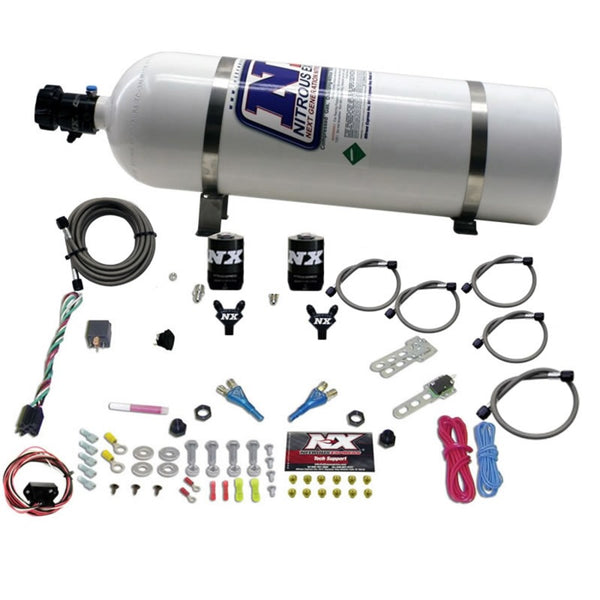 Nitrous Express 03-18 Nissan 350Z/370Z Dual Nozzle (35-150HP) w/15lb Bottle - Bull Strap