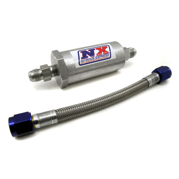 Nitrous Express 4AN Pure-Flo N2O Filter & 7 Stainless Hose (Lifetime Cleanable) - Bull Strap