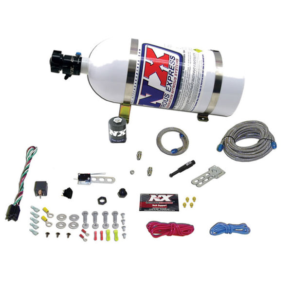 Nitrous Express Dry EFI Single Nozzle Nitrous Kit (35-150HP) w/15lb Bottle - Bull Strap