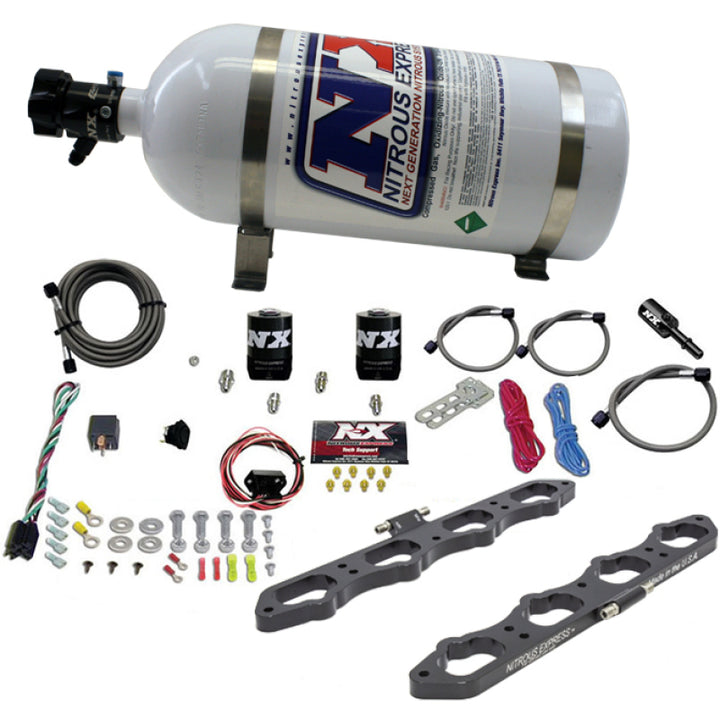 Nitrous Express Ford Coyote 5.0L V8 Nitrous Wet Port Plate Kit w/10lb Bottle - Bull Strap