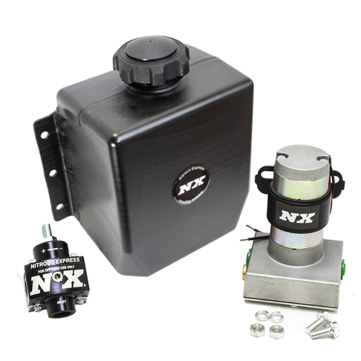 Nitrous Express Stand Alone Fuel Enrichment System w/External Fuel Pump/Fuel Regulator/3qt Tank - Bull Strap