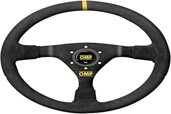 OMP WRC Mid-Depth 350mm Dished - Small Suede (Black) - Bull Strap